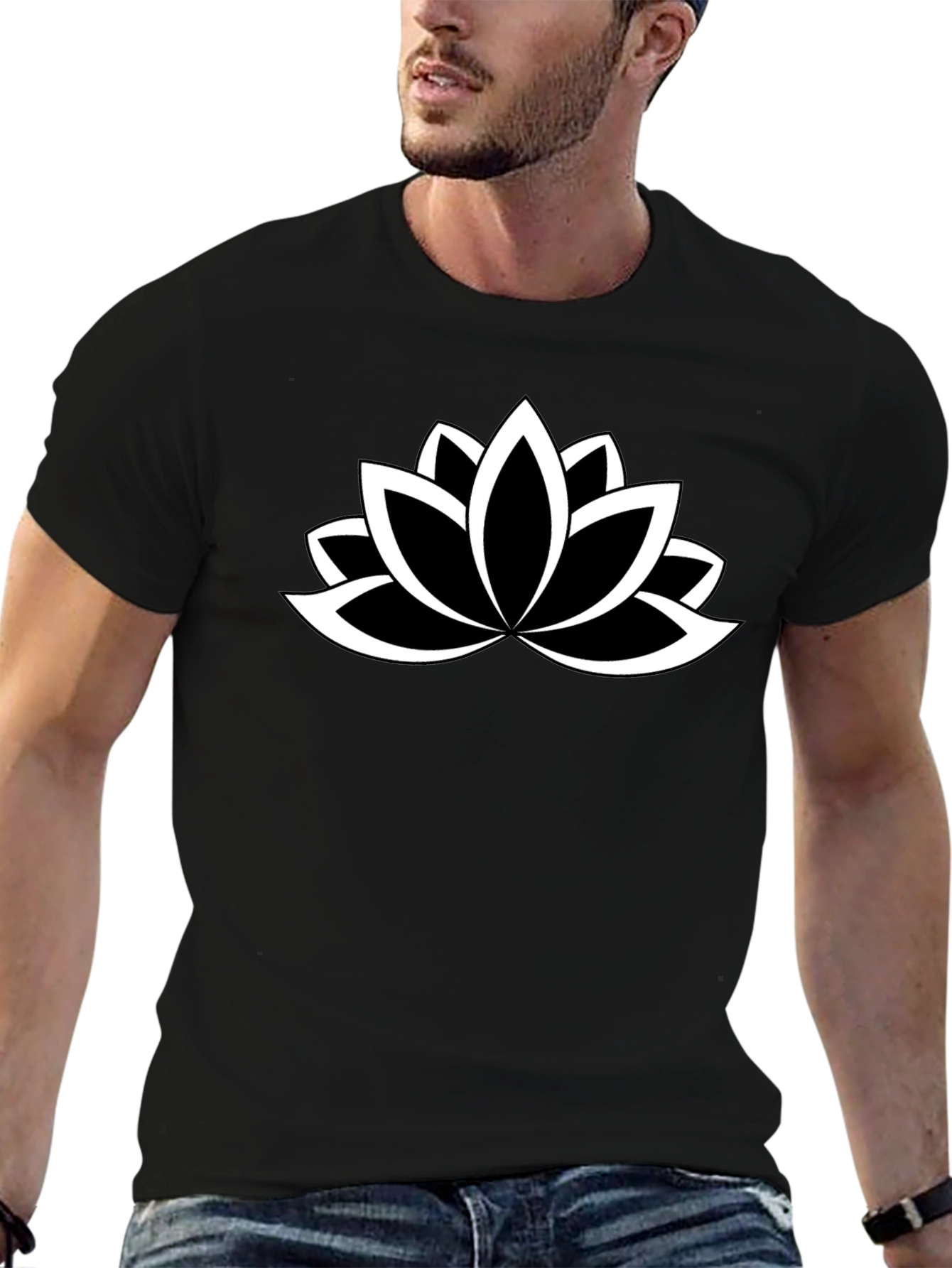 Black Lotus Flower T-Shirt - Stylish & Comfortable