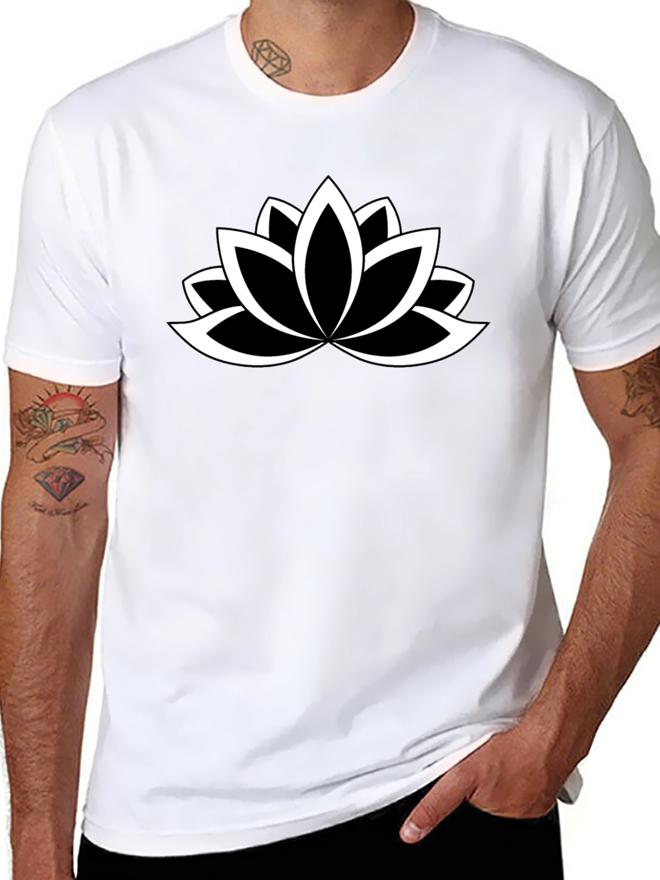 Black Lotus Flower T-Shirt - Stylish & Comfortable