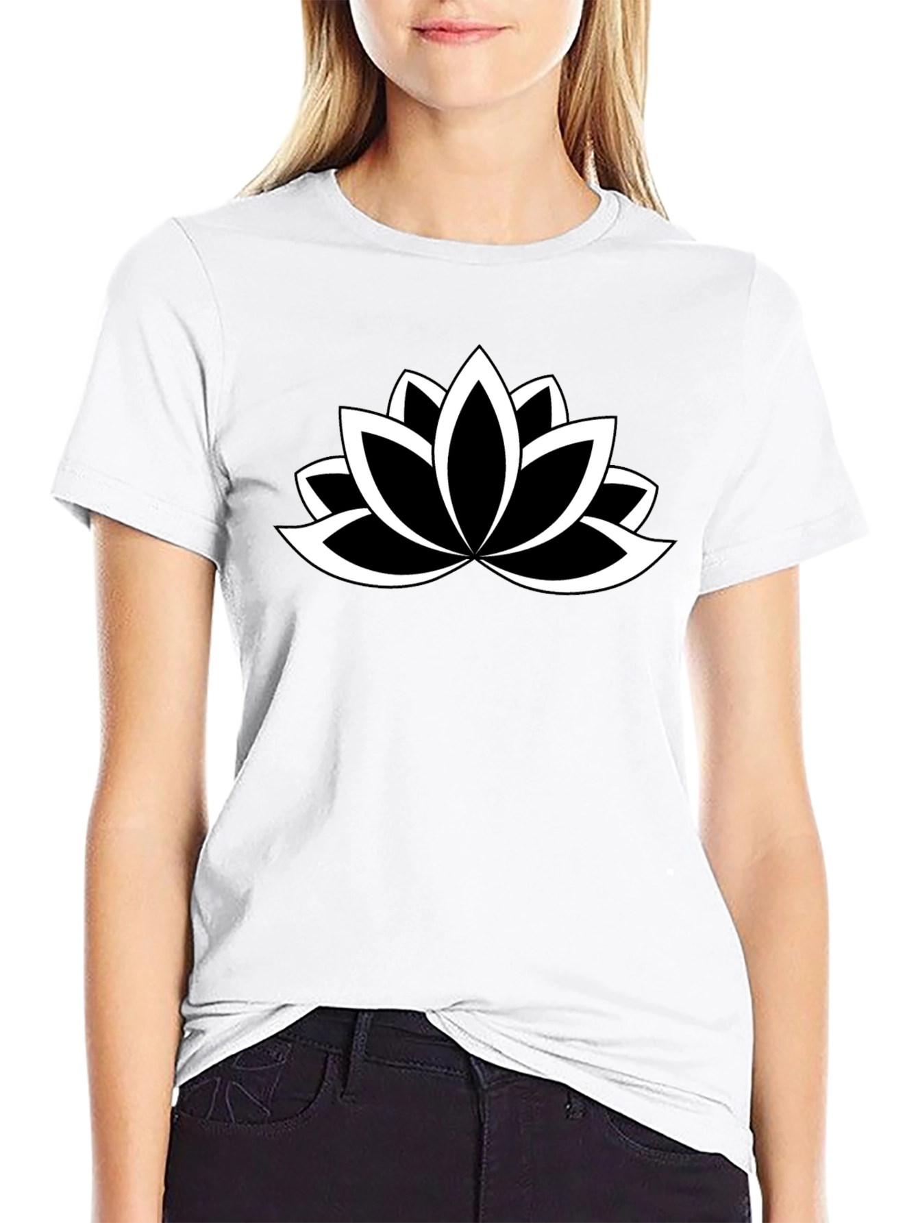 Black Lotus Flower T-Shirt - Stylish & Comfortable
