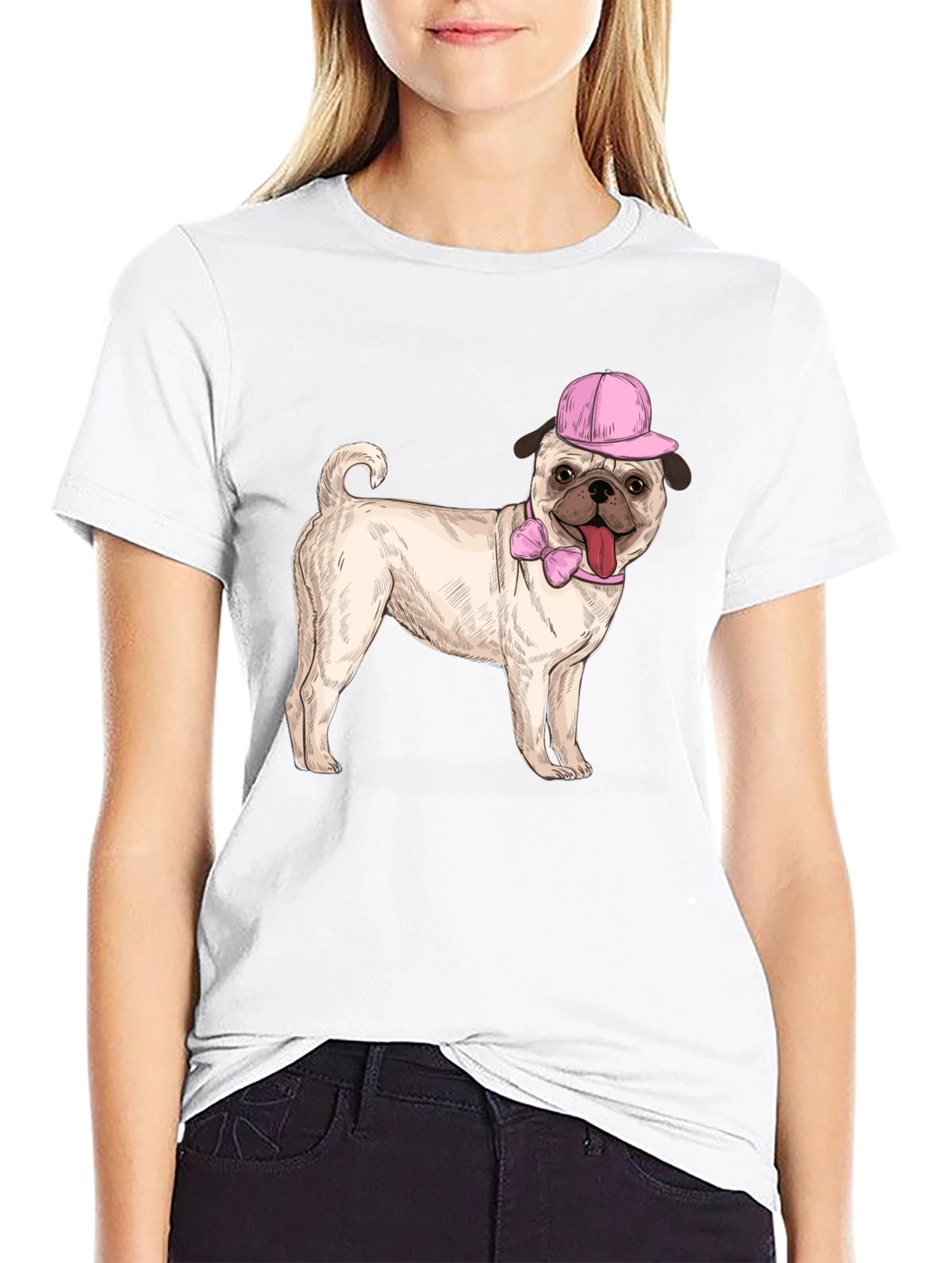 Pug with Hat Graphic Tee