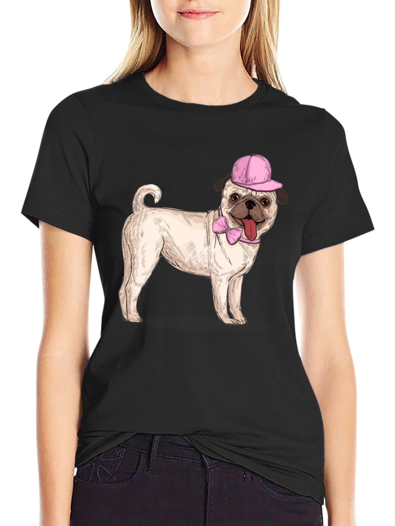 Pug with Hat Graphic Tee