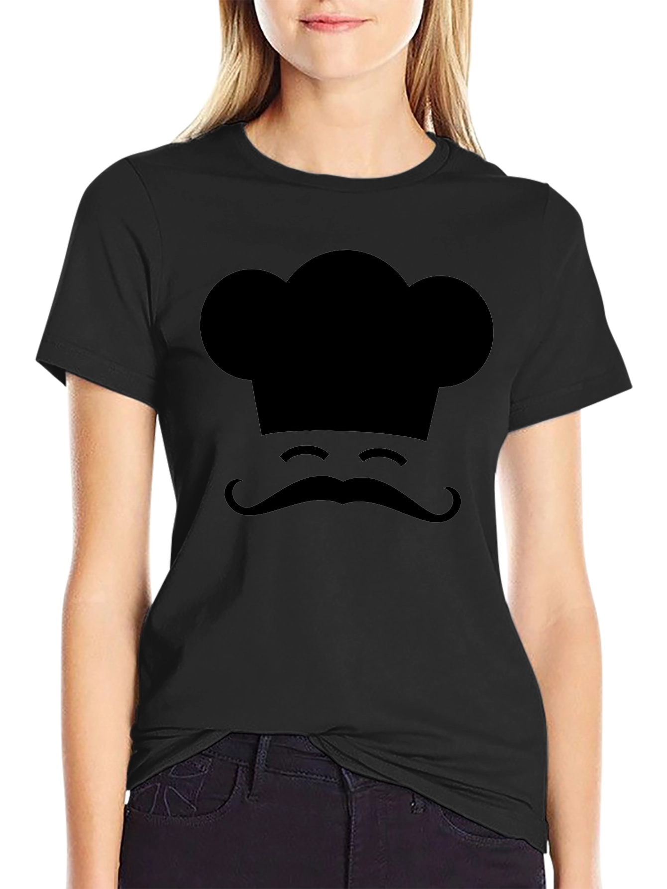 Chef Hat & Mustache Graphic Tee - Black