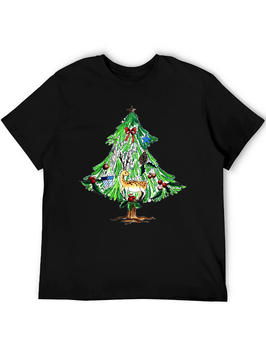 Festive Christmas Tree Deer Graphic Tee