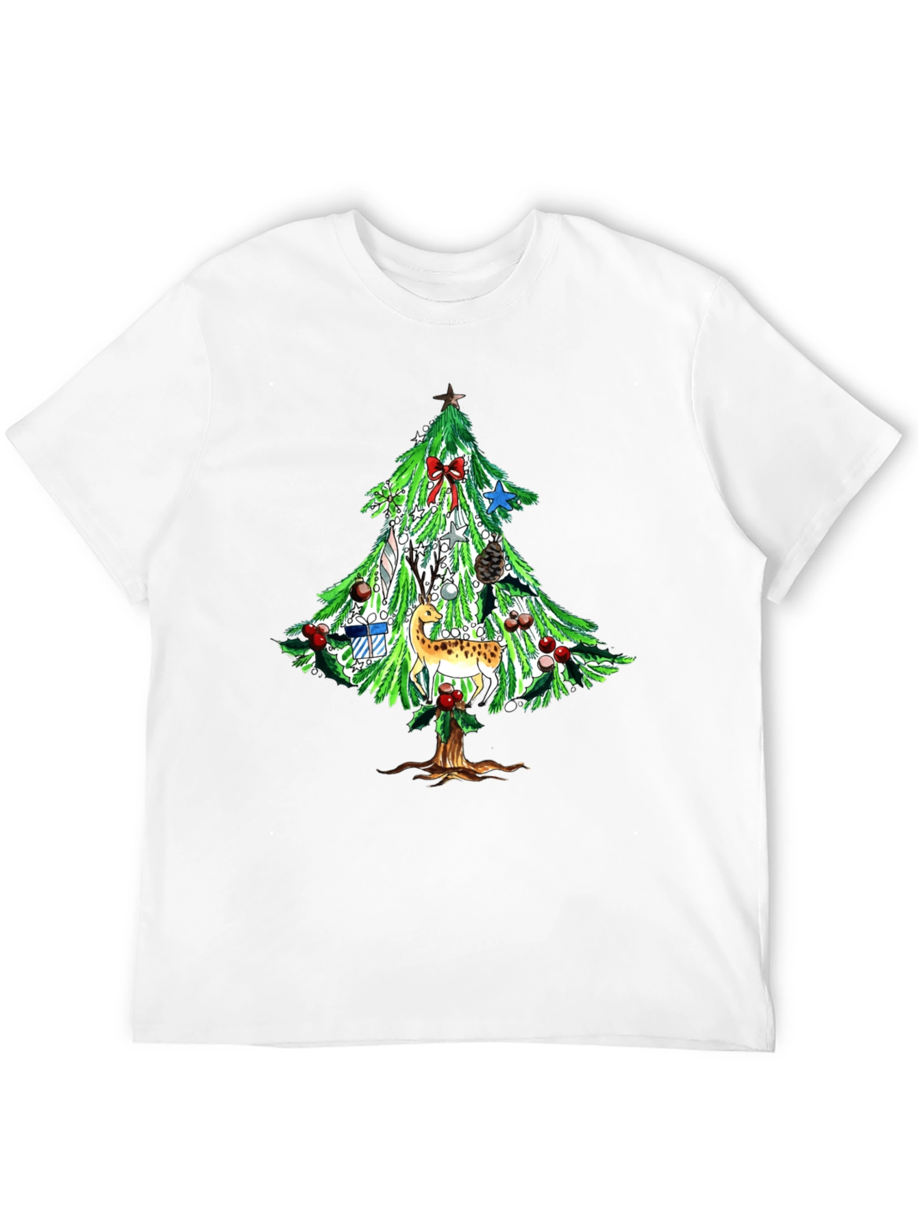Festive Christmas Tree Deer Graphic Tee