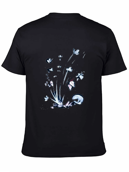 Black Floral Graphic Tee - Casual Wear