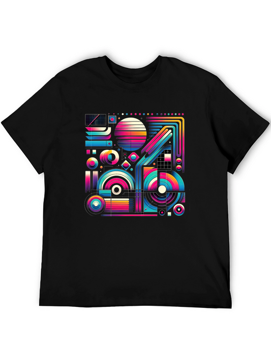 Geometric Retro T-Shirt - Vibrant 80s Style
