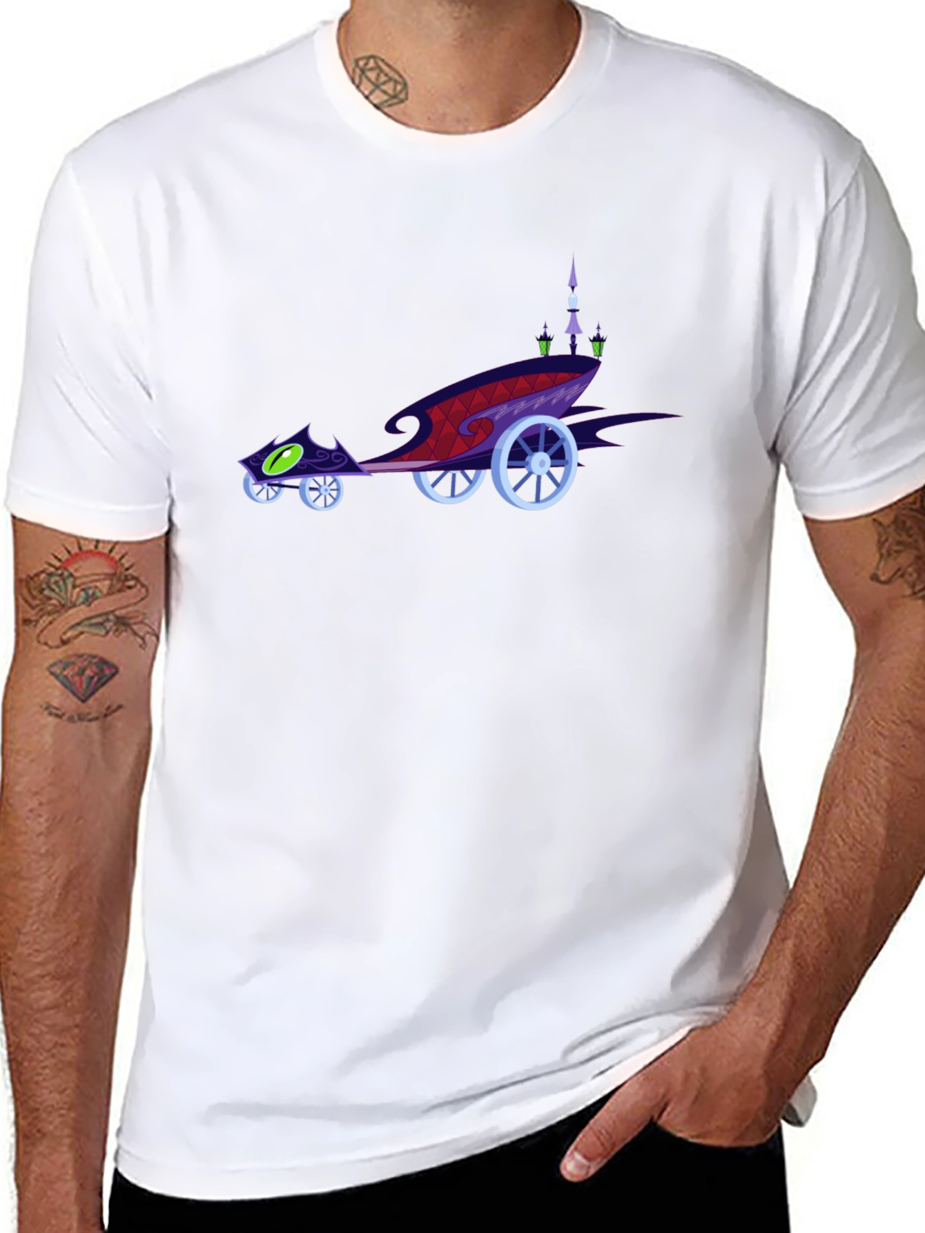 Cartoon Carriage Black T-Shirt