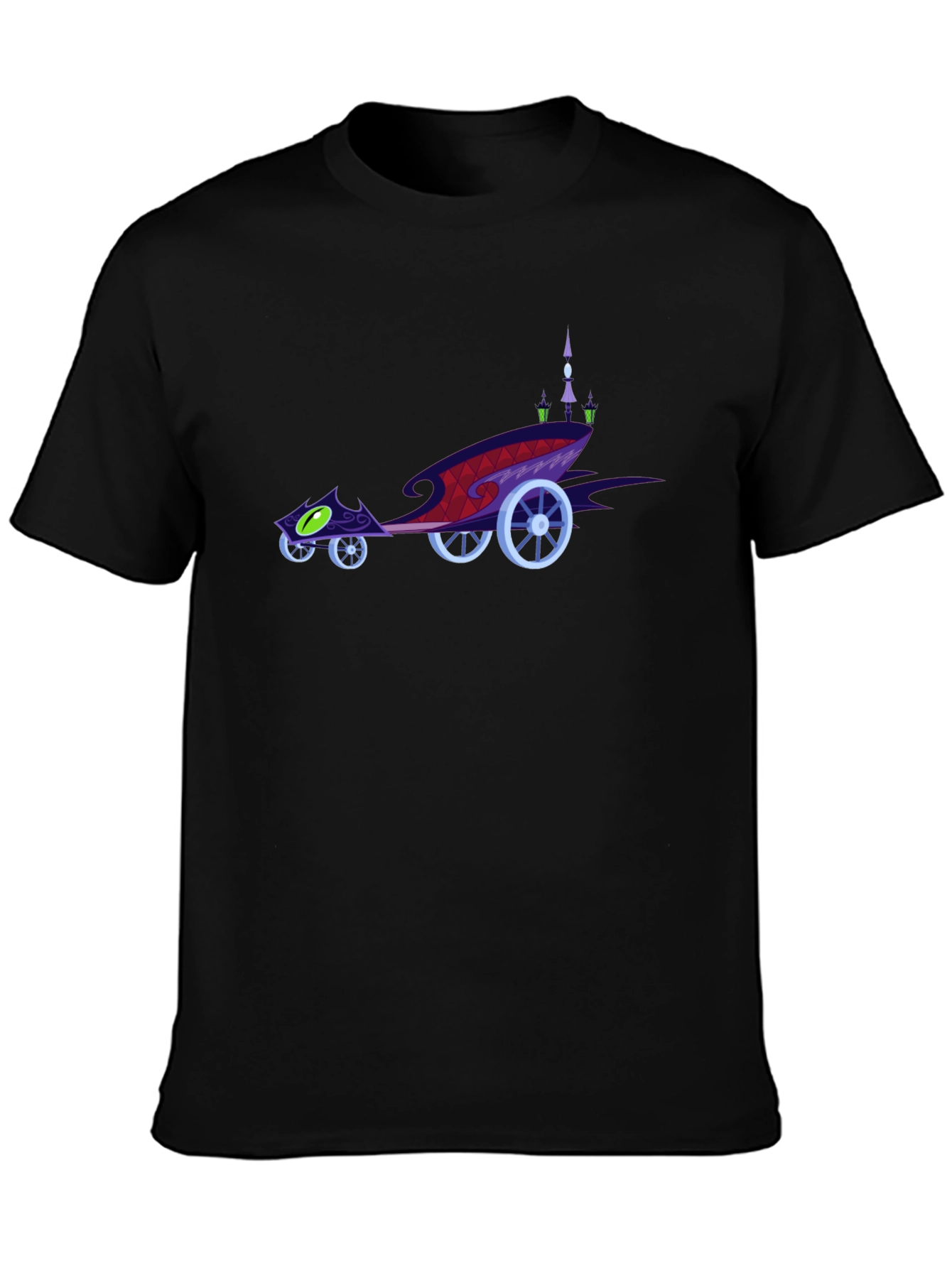 Cartoon Carriage Black T-Shirt