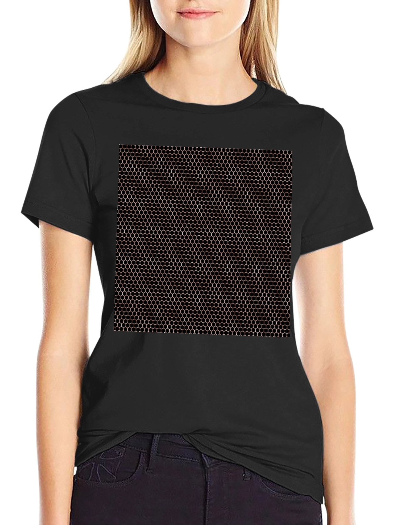 Honeycomb Pattern Black T-Shirt
