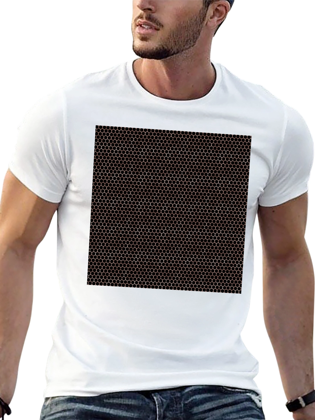 Honeycomb Pattern Black T-Shirt