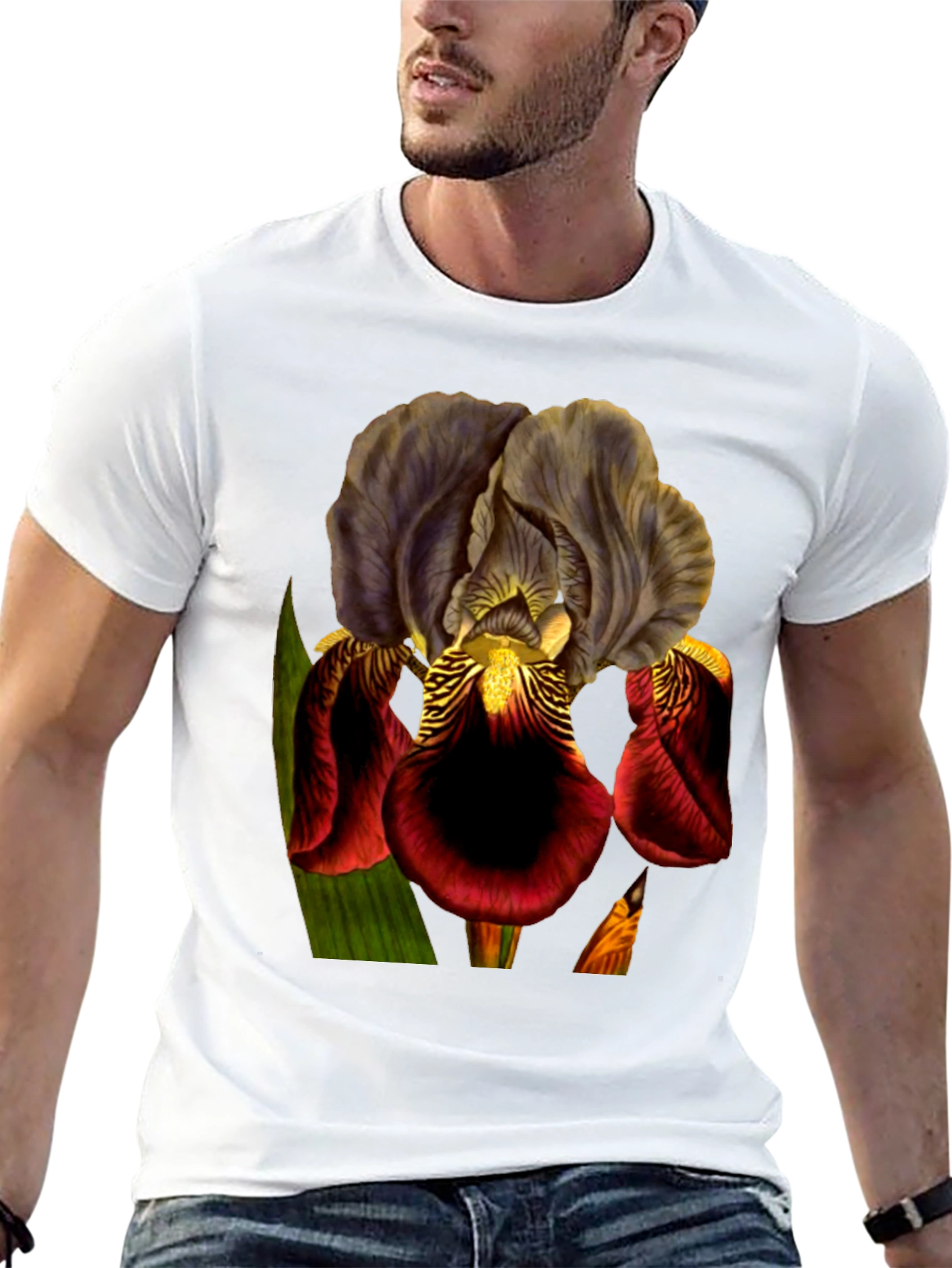 Floral Iris Graphic Black T-Shirt