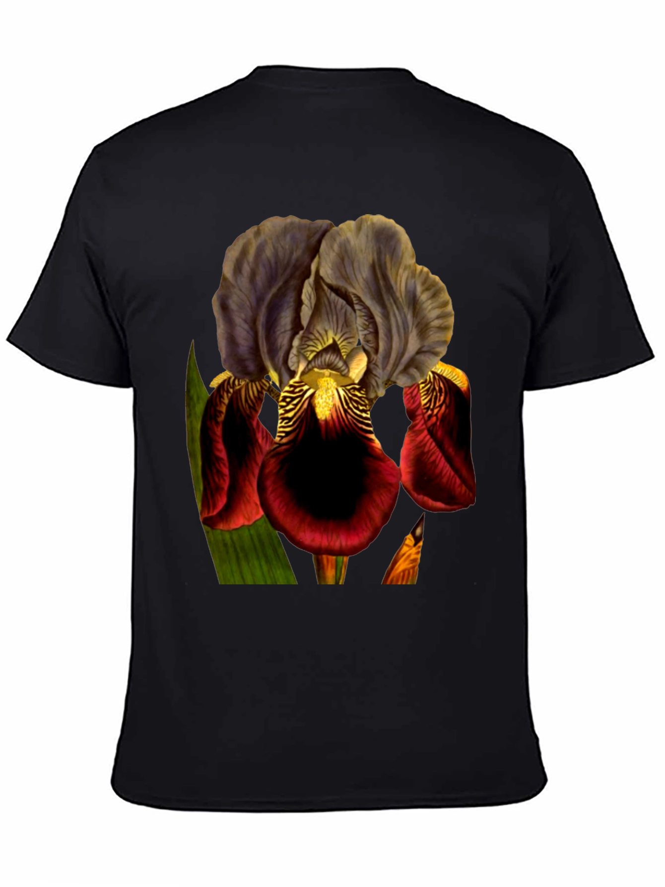 Floral Iris Graphic Black T-Shirt