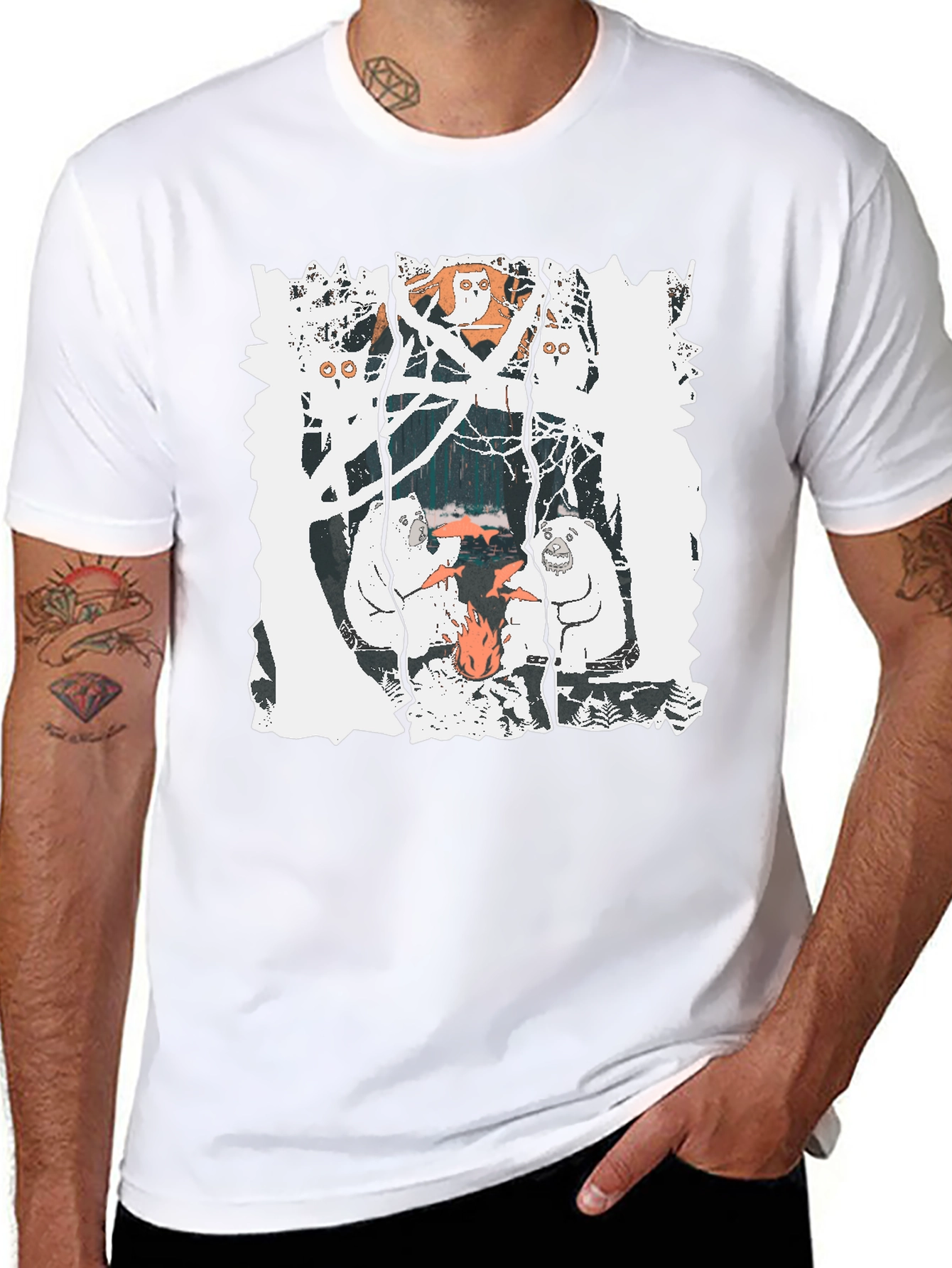Bear Graphic Print Crew Neck T-Shirt