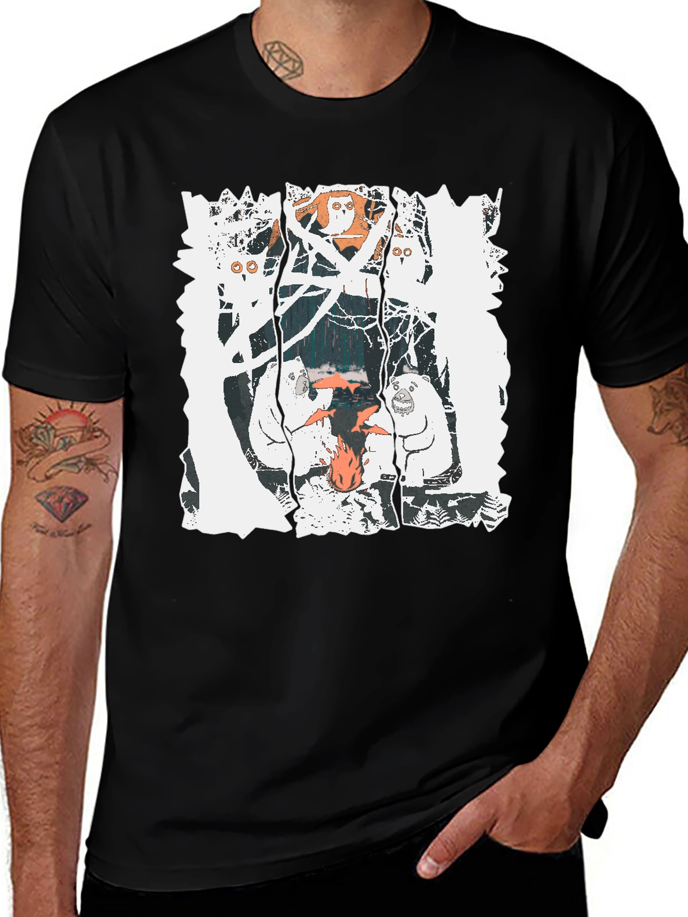 Bear Graphic Print Crew Neck T-Shirt