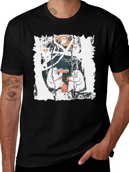 Bear Graphic Print Crew Neck T-Shirt
