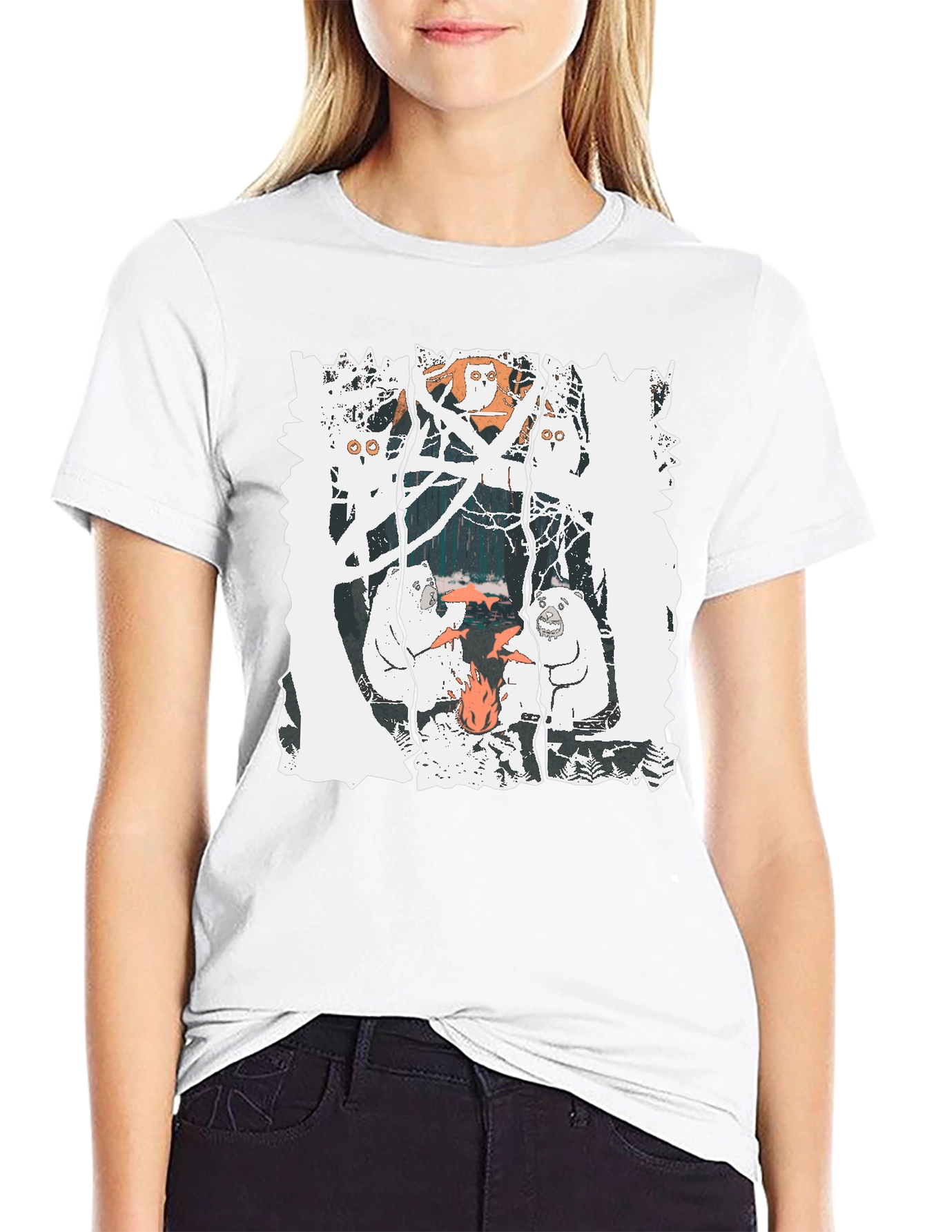 Bear Graphic Print Crew Neck T-Shirt