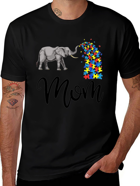 Autism Awareness Elephant Mom T-Shirt