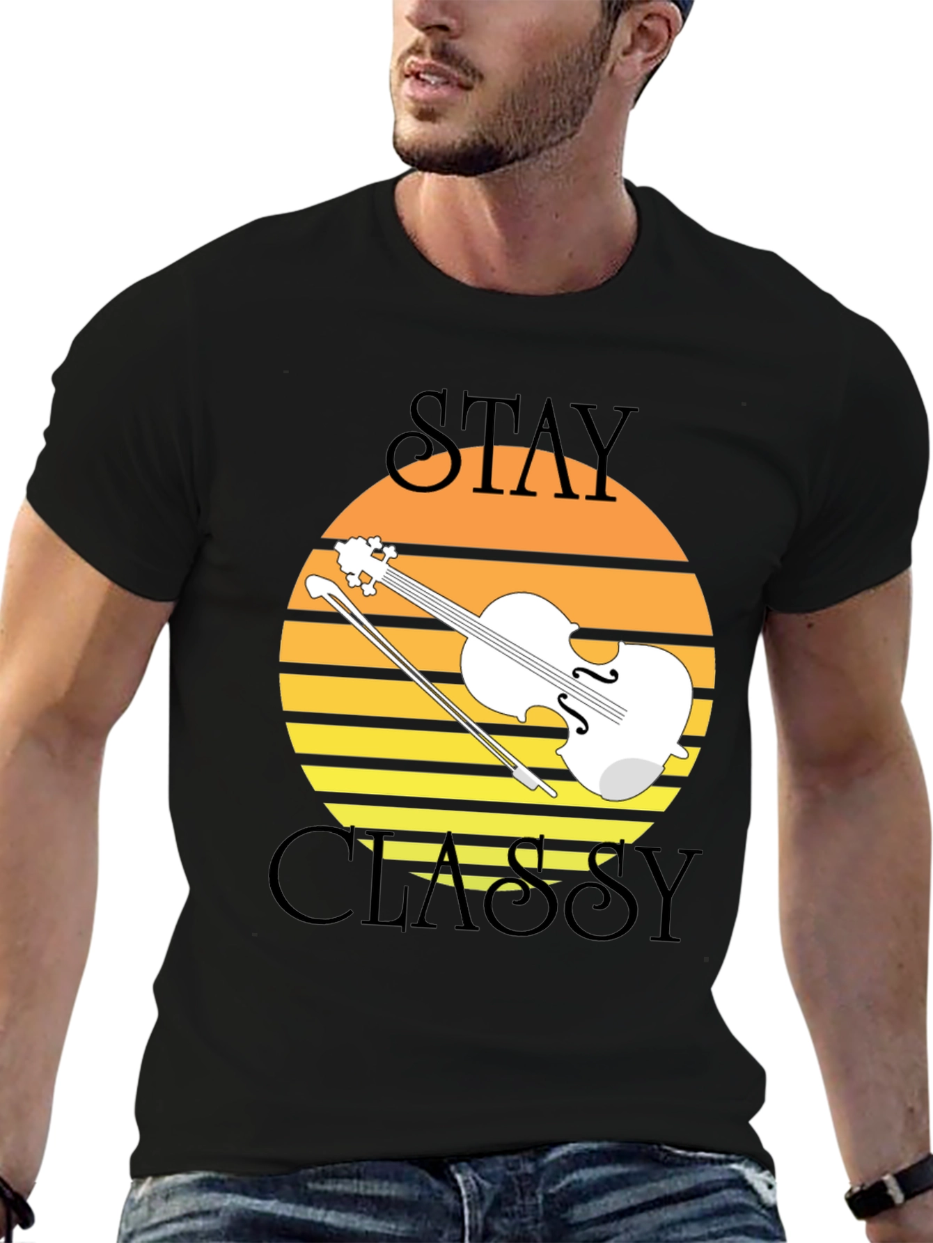Stay Classy Violin Sunset Graphic Tee