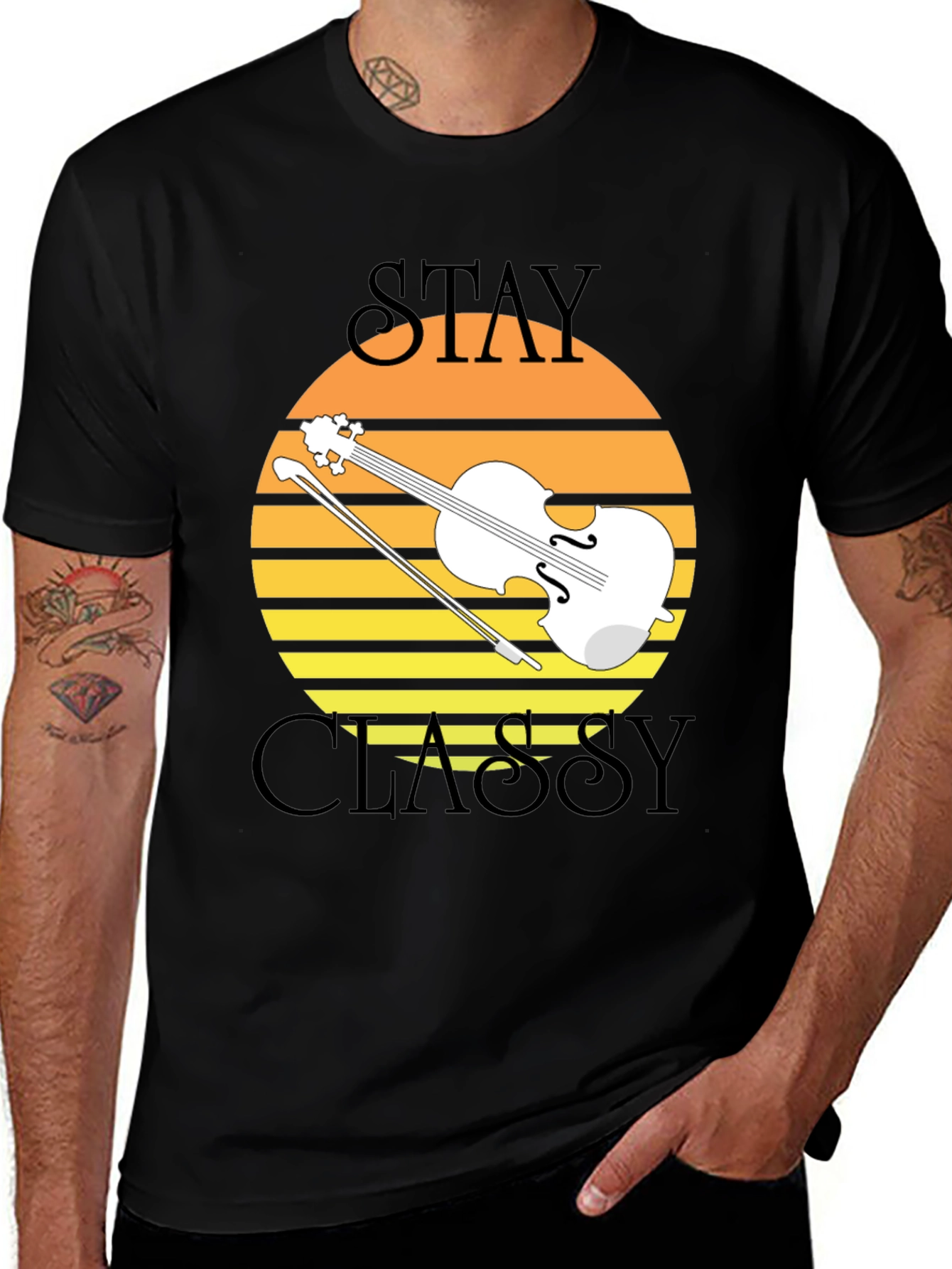 Stay Classy Violin Sunset Graphic Tee