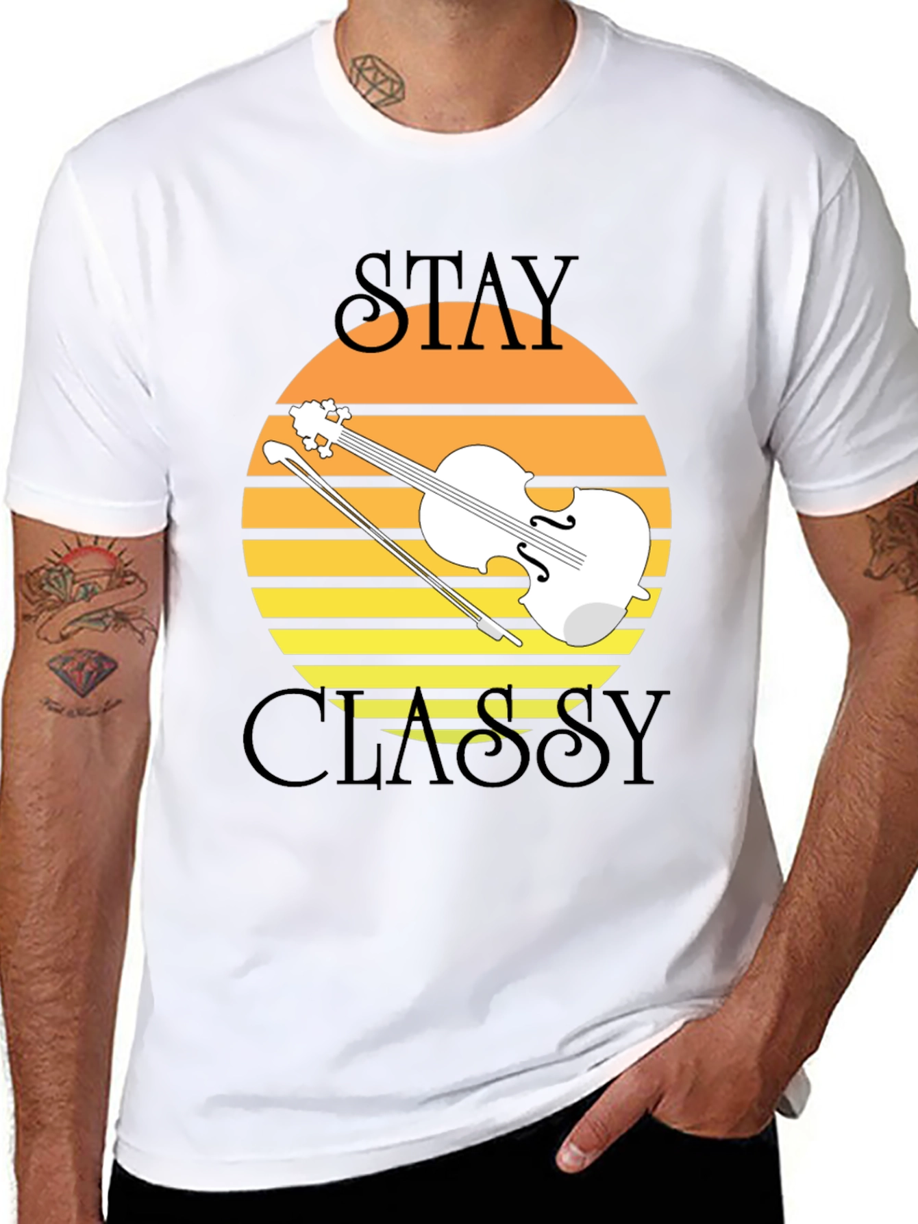 Stay Classy Violin Sunset Graphic Tee