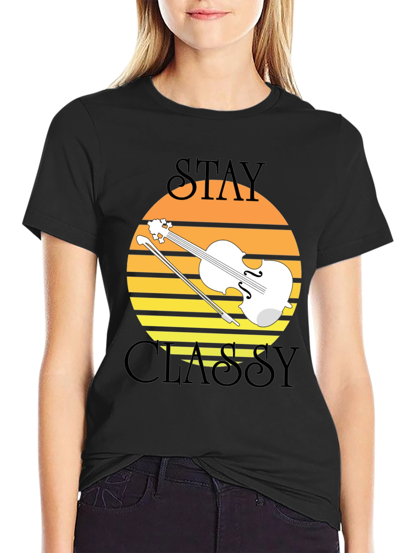 Stay Classy Violin Sunset Graphic Tee