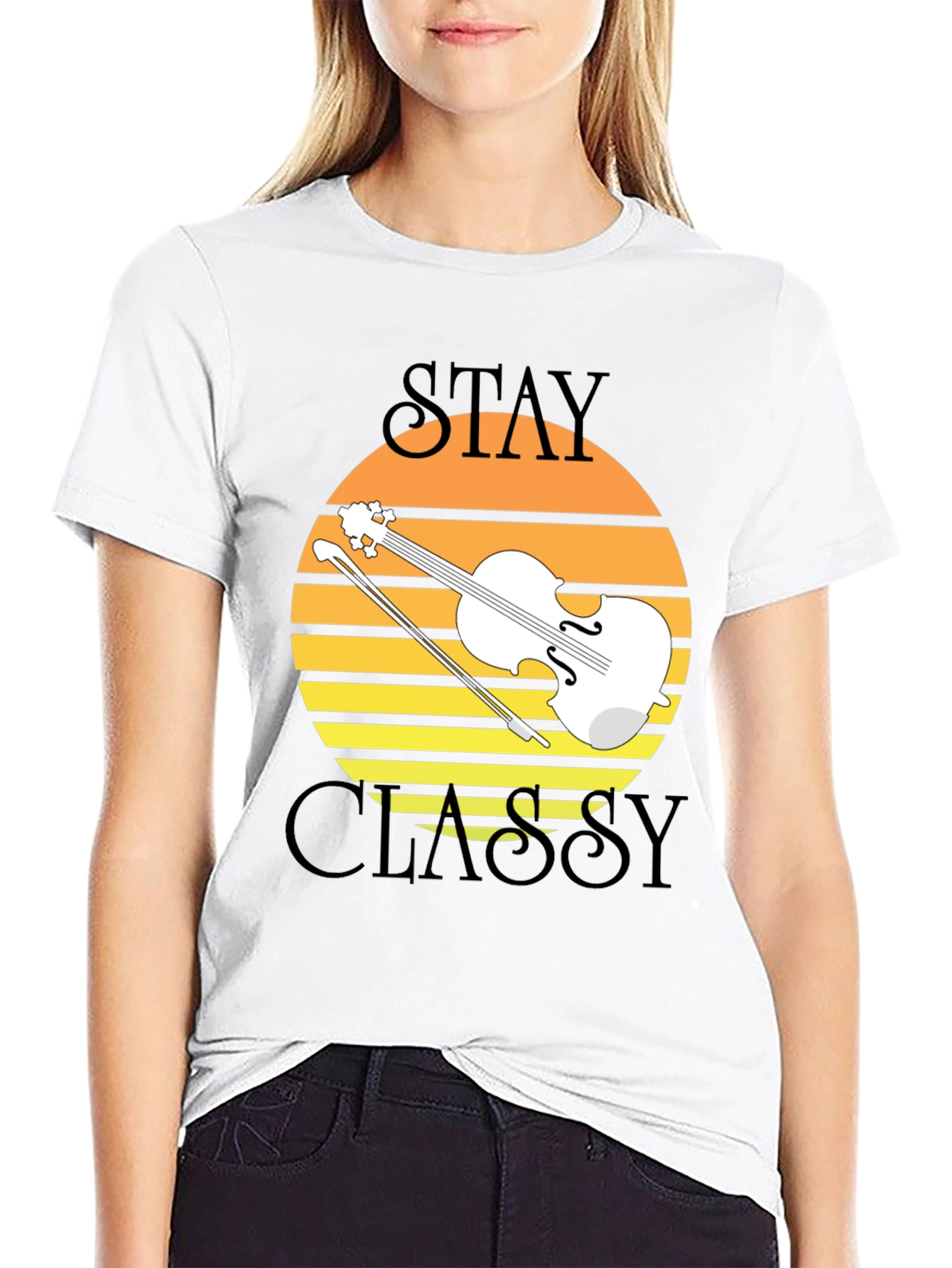 Stay Classy Violin Sunset Graphic Tee