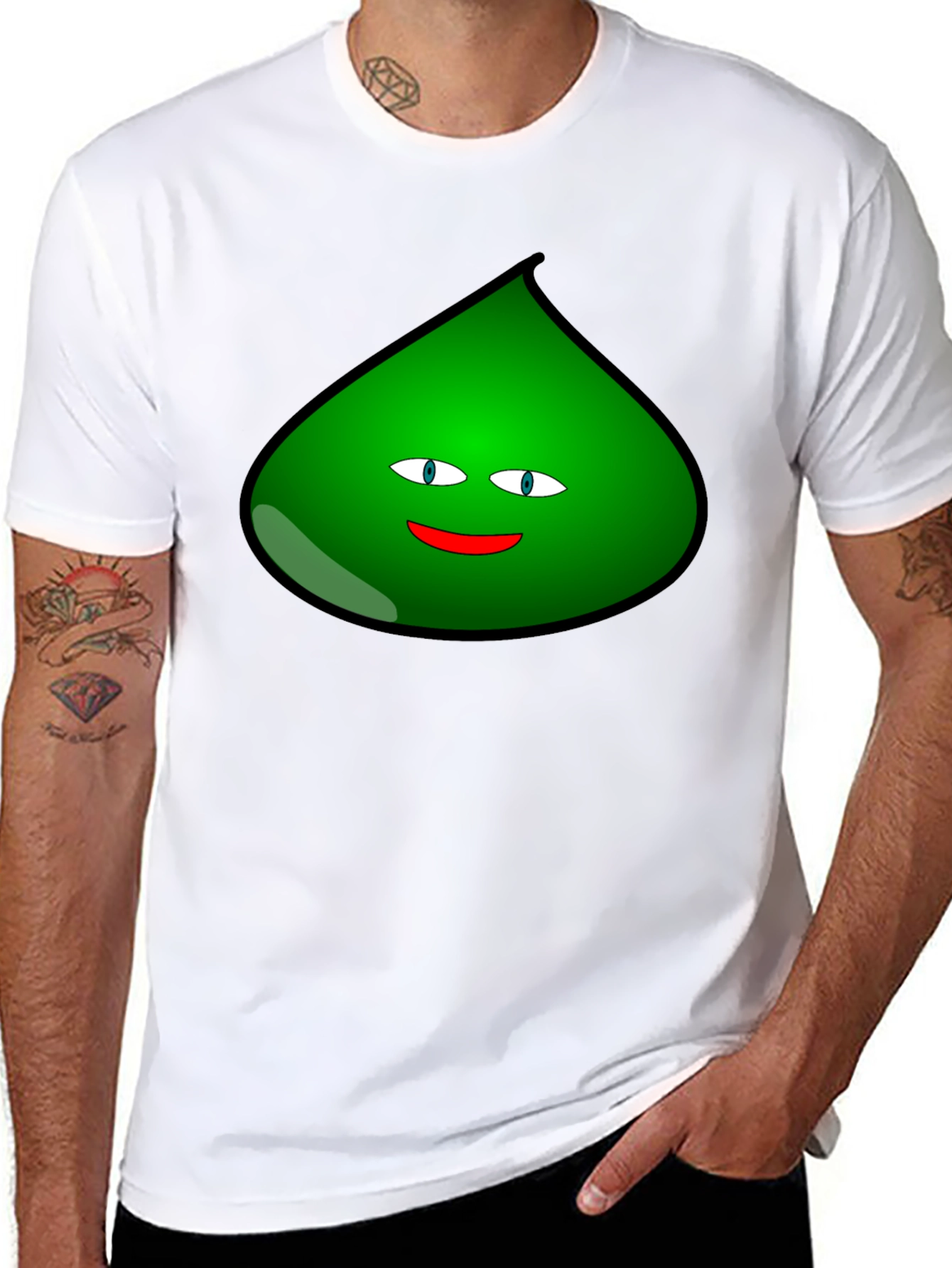 Fun Green Blob Graphic T-Shirt - Black