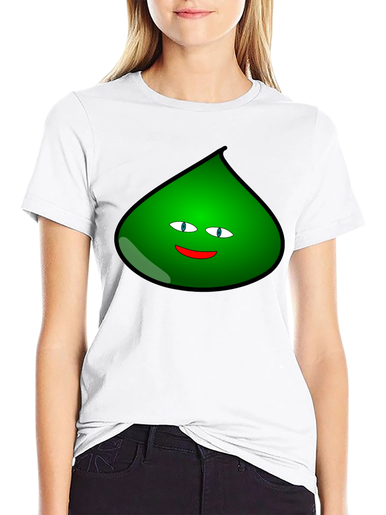 Fun Green Blob Graphic T-Shirt - Black