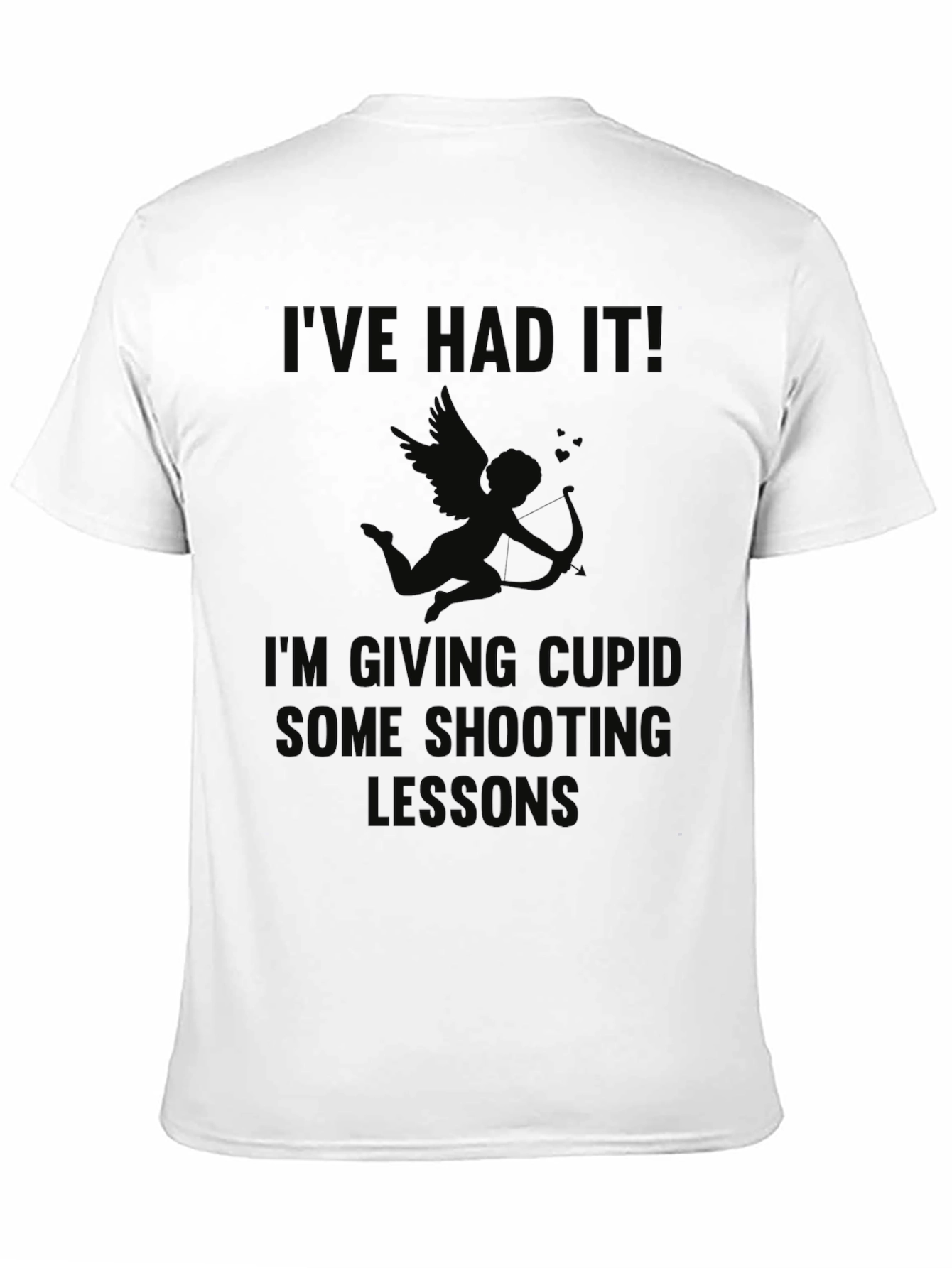 Humorous Cupid Shooting Lessons Black T-Shirt