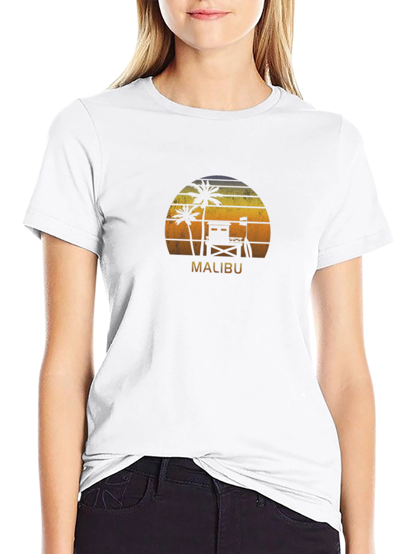 Malibu Beach Sunset Graphic T-Shirt