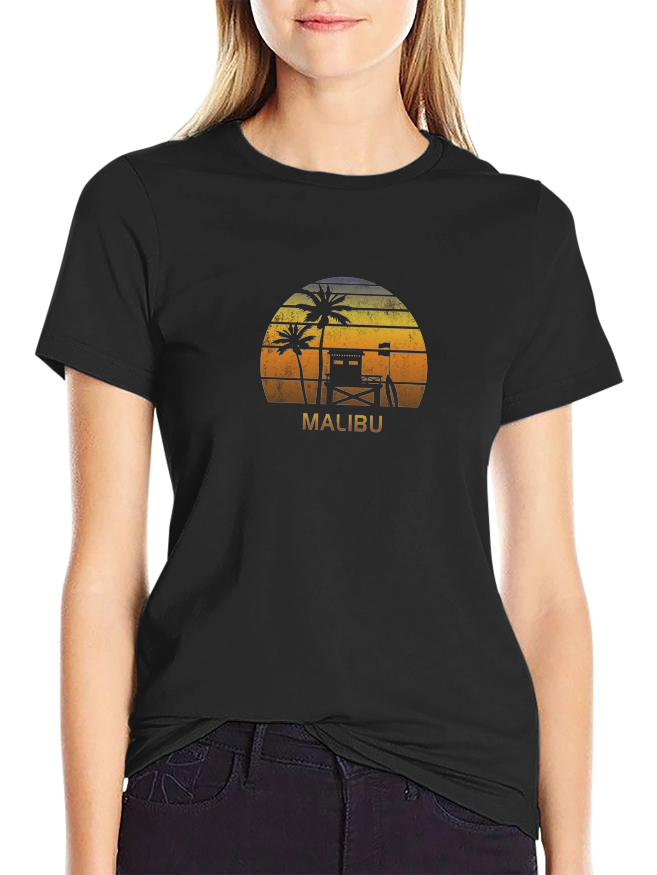 Malibu Beach Sunset Graphic T-Shirt