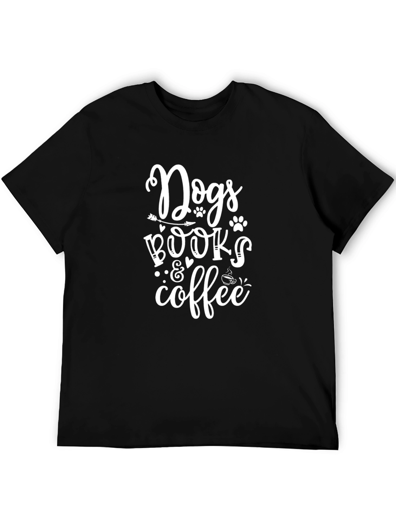 Dogs Books & Coffee Graphic T-Shirt