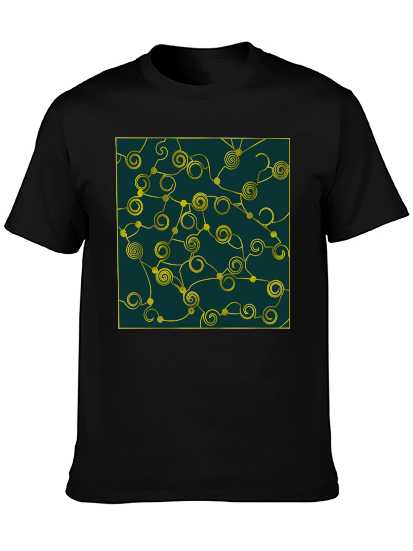 Abstract Swirl Design Tee - Black Cotton