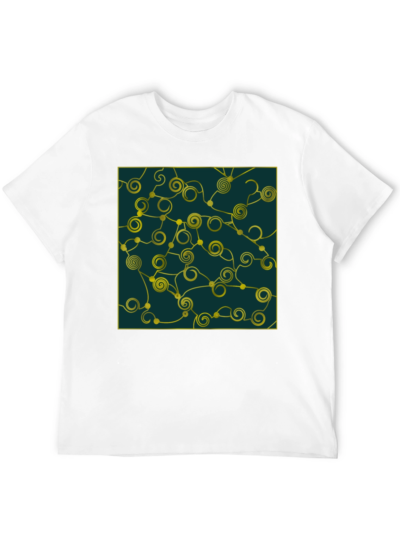 Abstract Swirl Design Tee - Black Cotton
