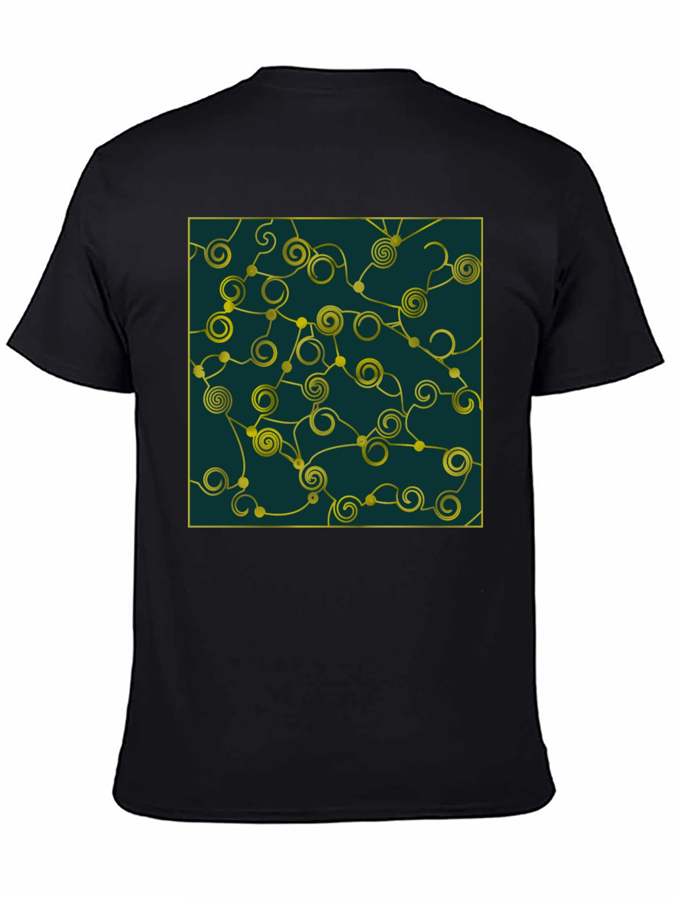 Abstract Swirl Design Tee - Black Cotton