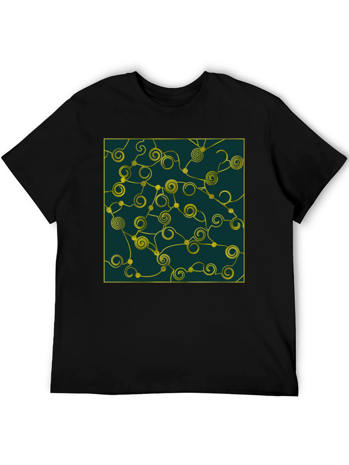 Abstract Swirl Design Tee - Black Cotton