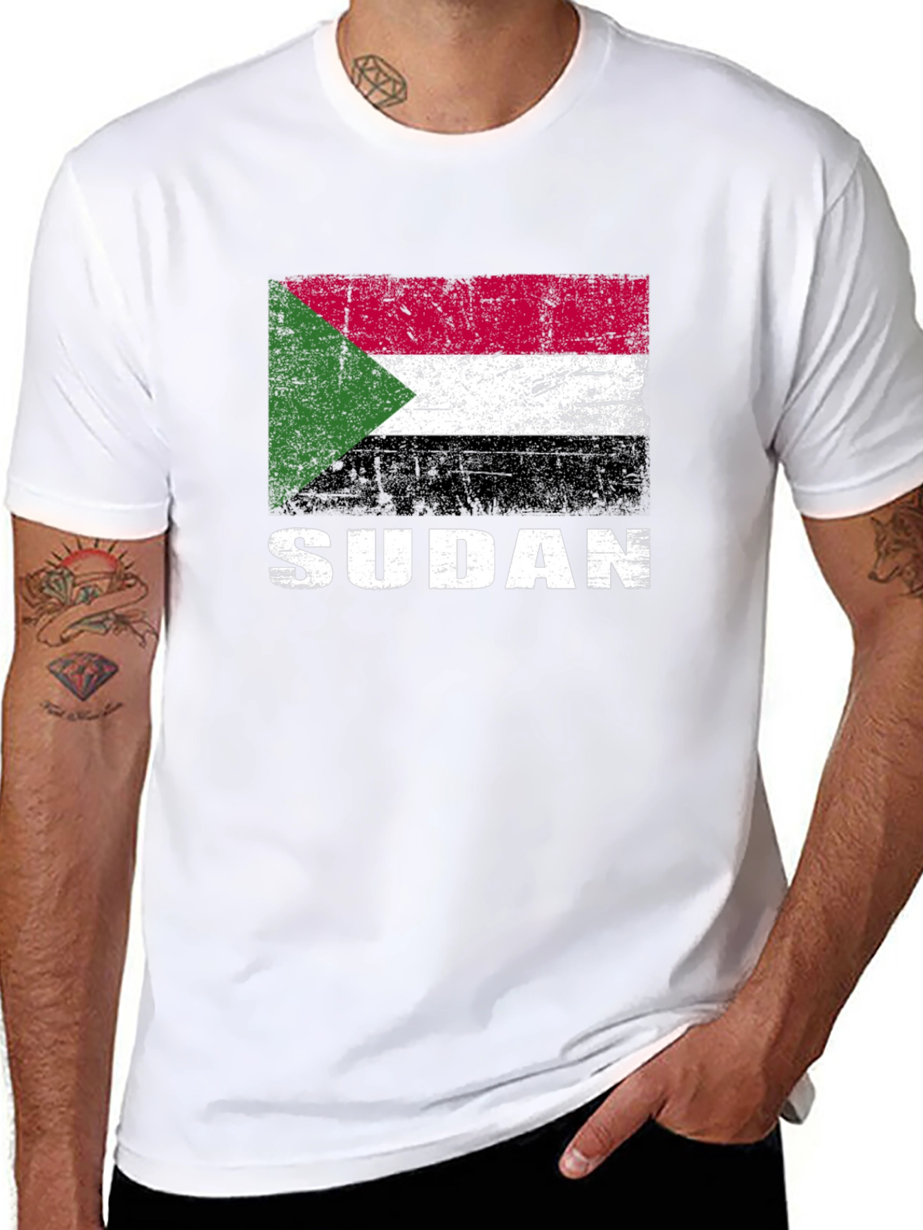 Sudan Flag T-Shirt - Distressed Graphic Tee