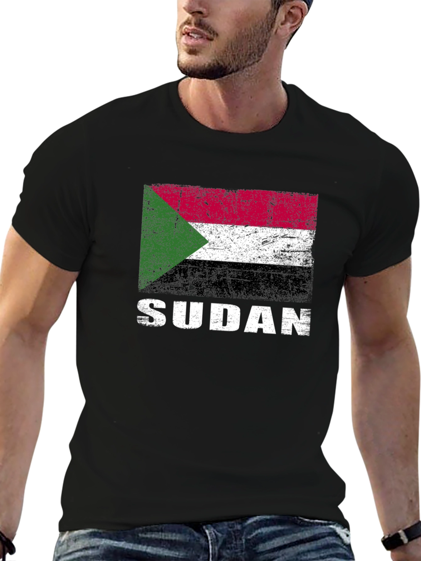 Sudan Flag T-Shirt - Distressed Graphic Tee