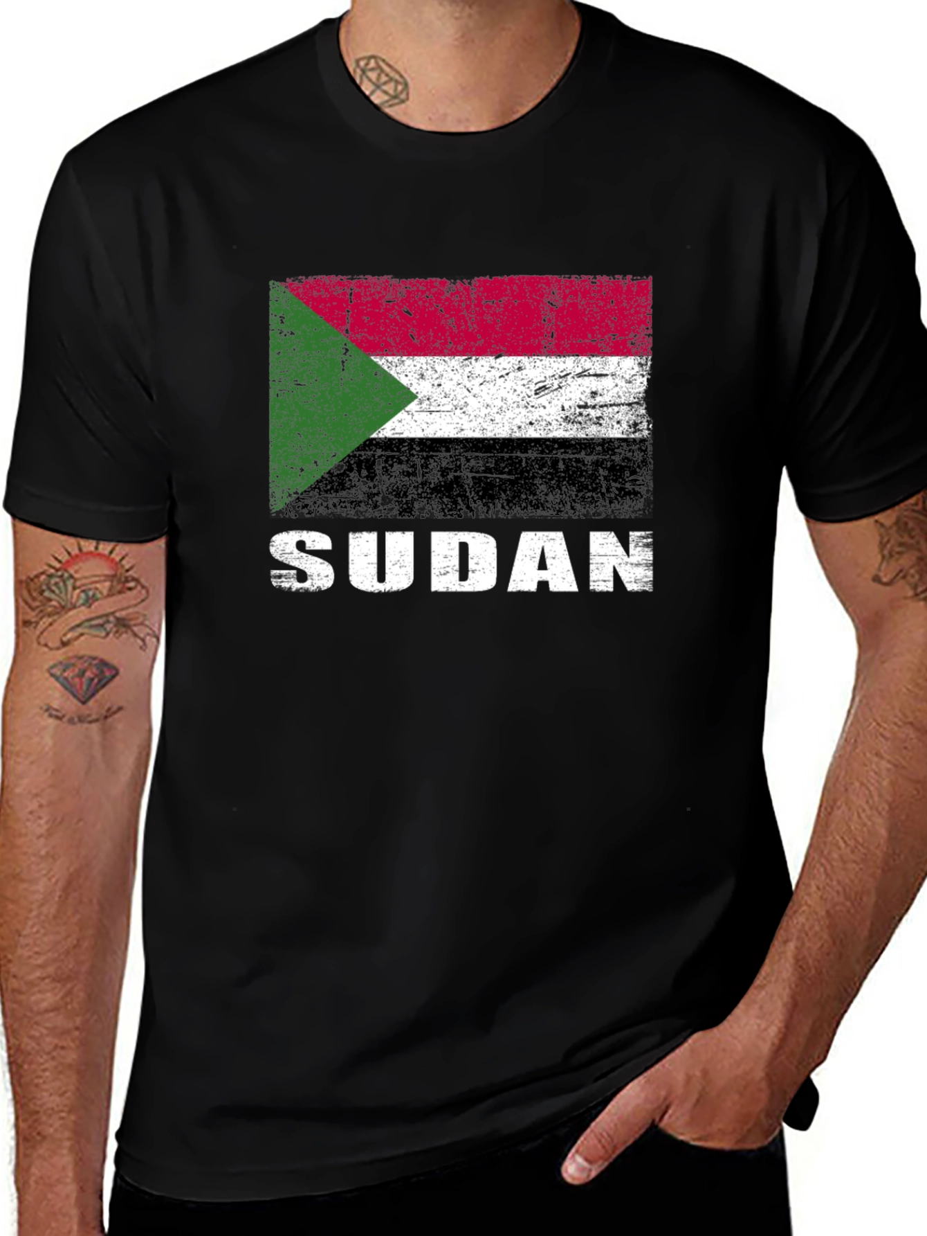 Sudan Flag T-Shirt - Distressed Graphic Tee