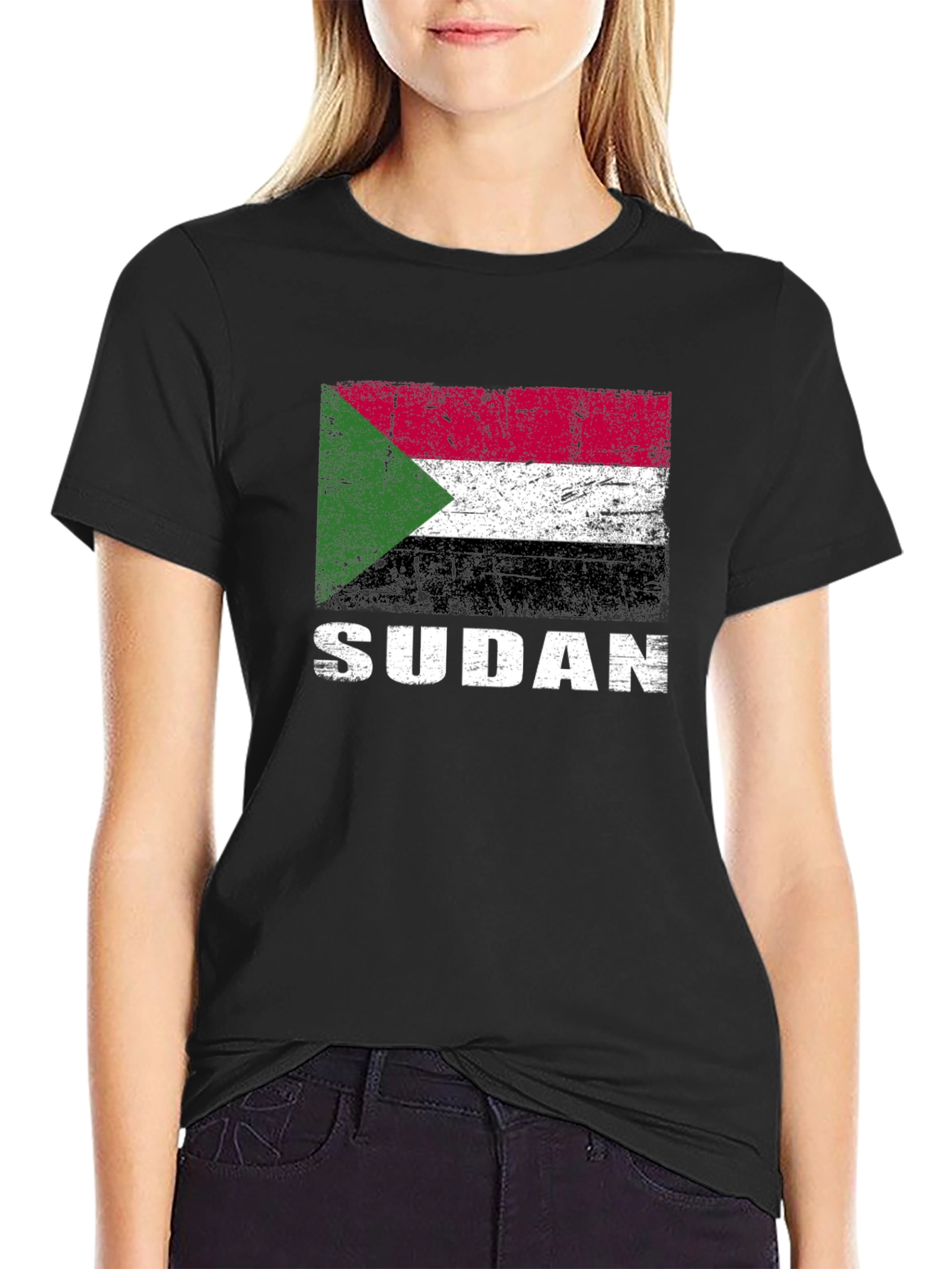 Sudan Flag T-Shirt - Distressed Graphic Tee