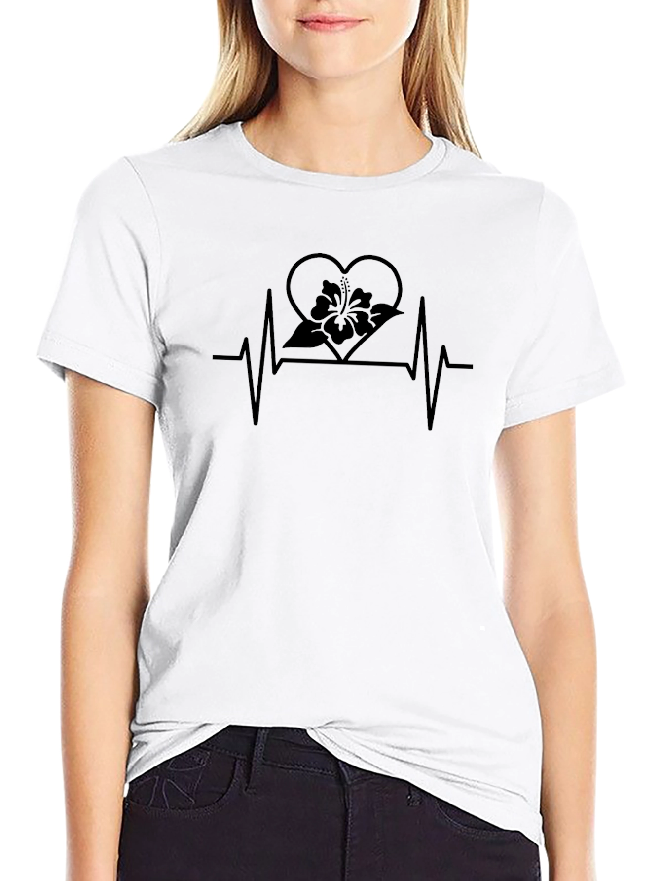 Hibiscus Heartbeat Black T-Shirt