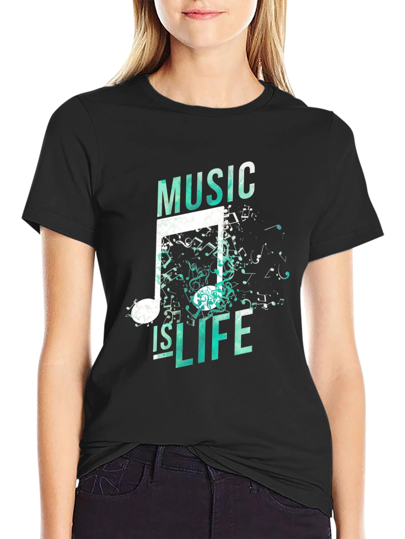 Music is Life Graphic Tee - Mens Black T-Shirt
