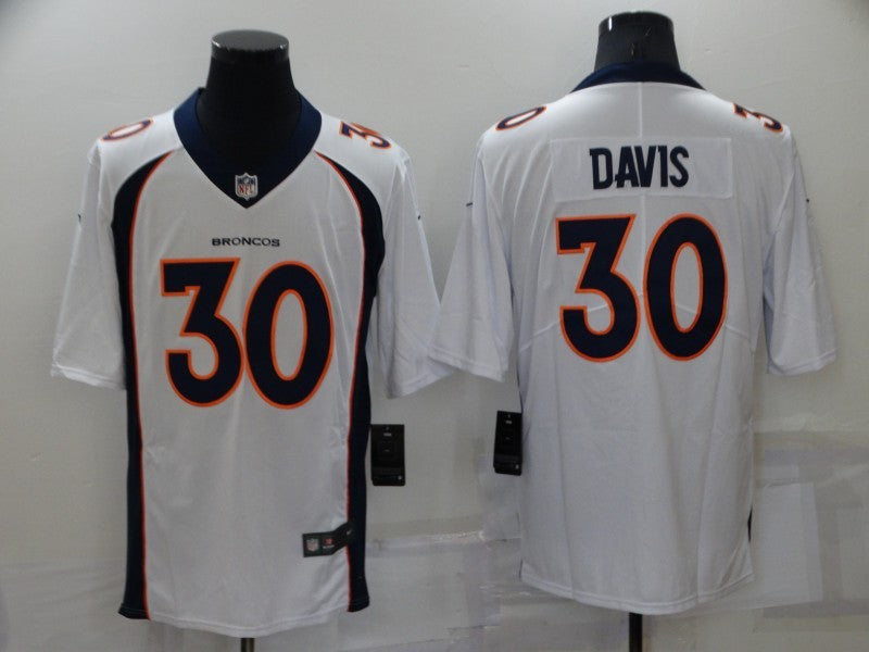 Men's Denver Broncos Terrell Davis #30 White Game Retired Player Jerseys
