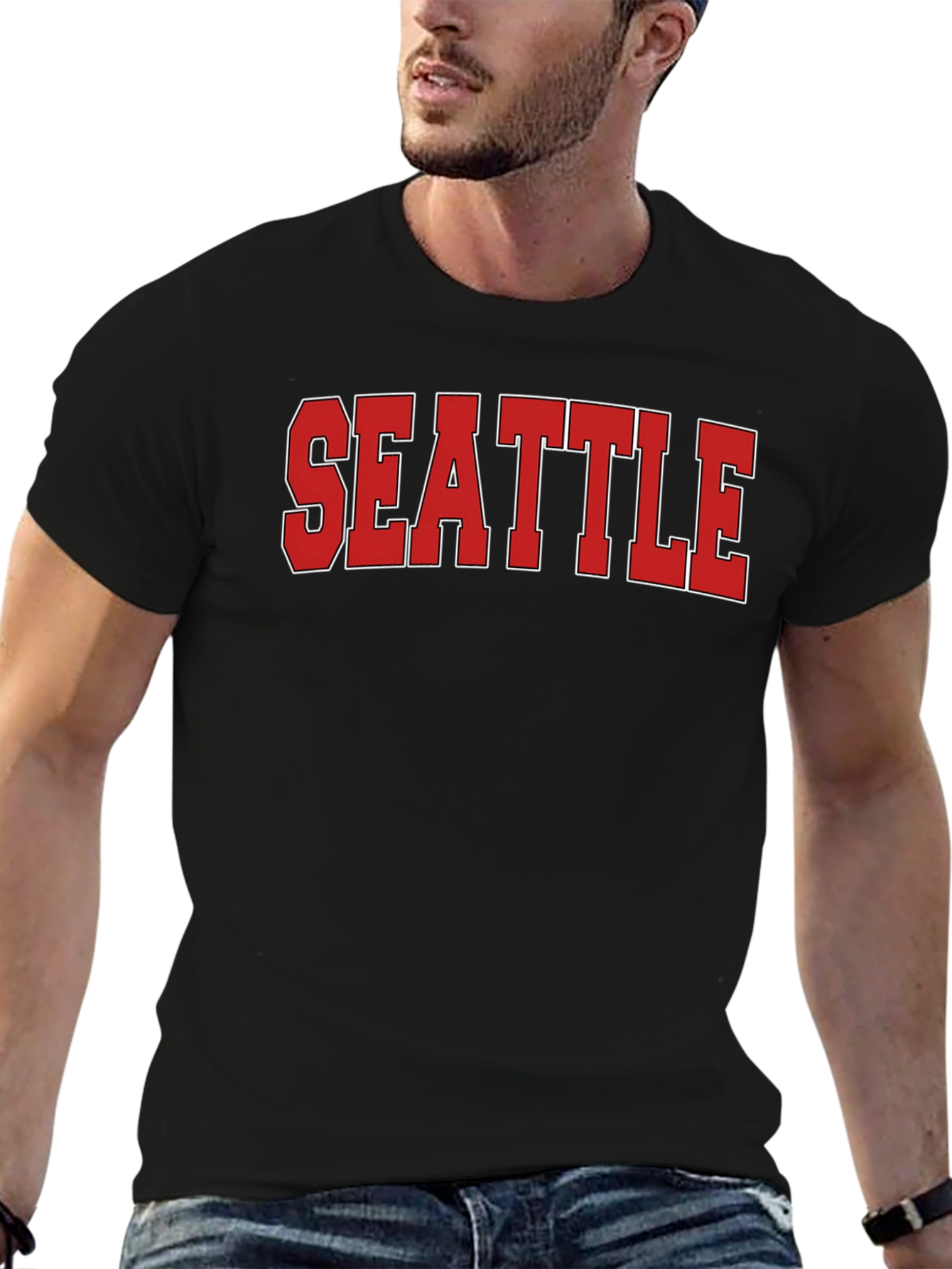 Seattle Graphic T-Shirt - Bold Red Lettering