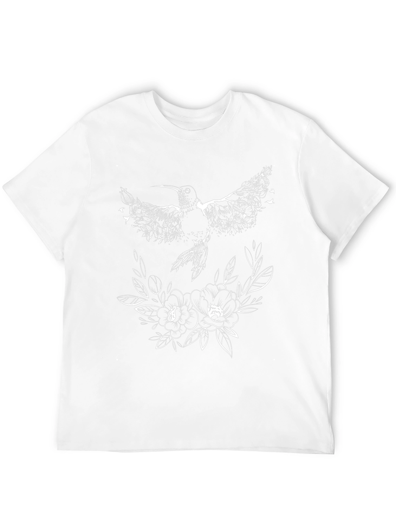 Hummingbird & Floral Graphic Black T-Shirt