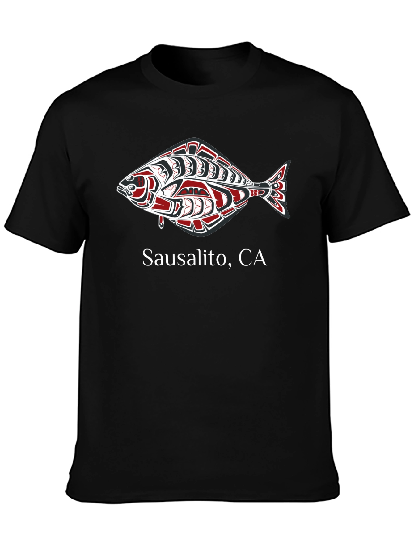 Sausalito CA Fish Graphic Tee - Black