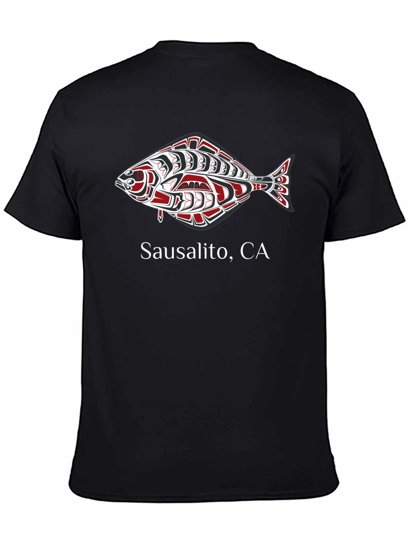 Sausalito CA Fish Graphic Tee - Black