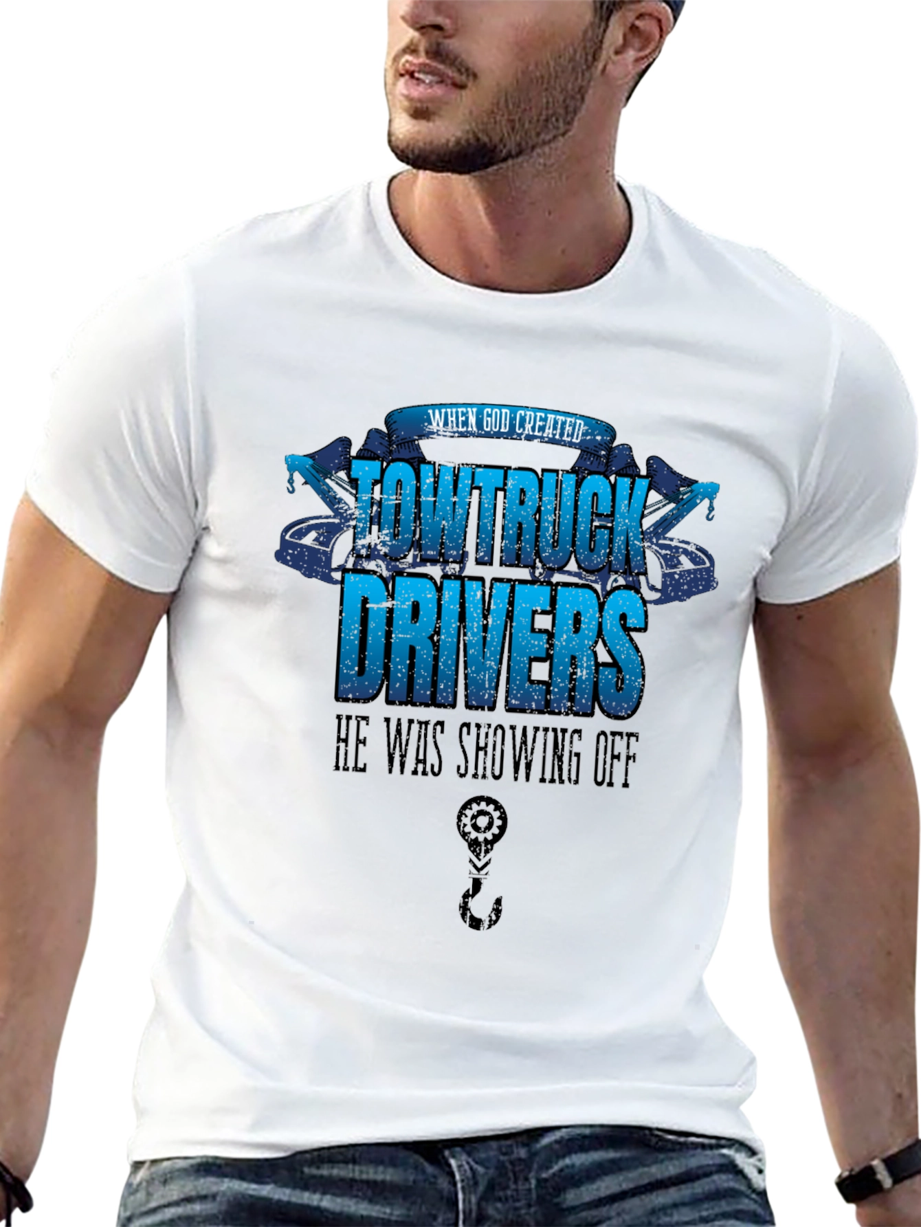 Tow Truck Driver T-Shirt - Showing Off Design