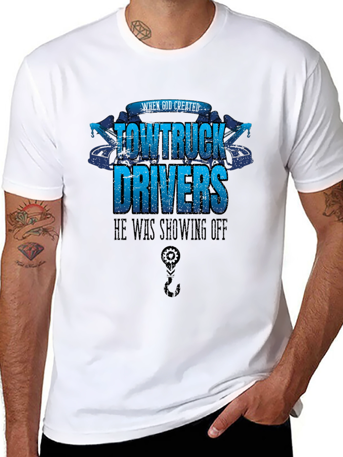 Tow Truck Driver T-Shirt - Showing Off Design