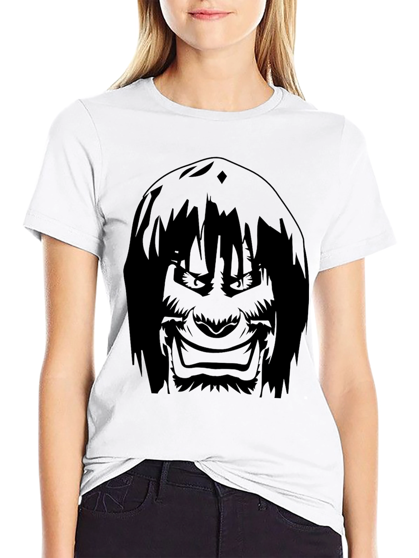 Mens Graphic Tee - Anime Character Print - Black